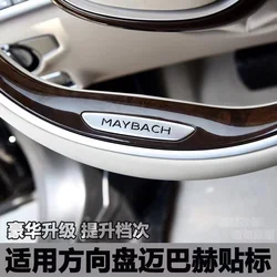 Car Styling Refitted Lower Steering Wheel Logo with Back Tape Silver Blade Badge Emblem for Mercedes Benz Maybach S400 S500 S600