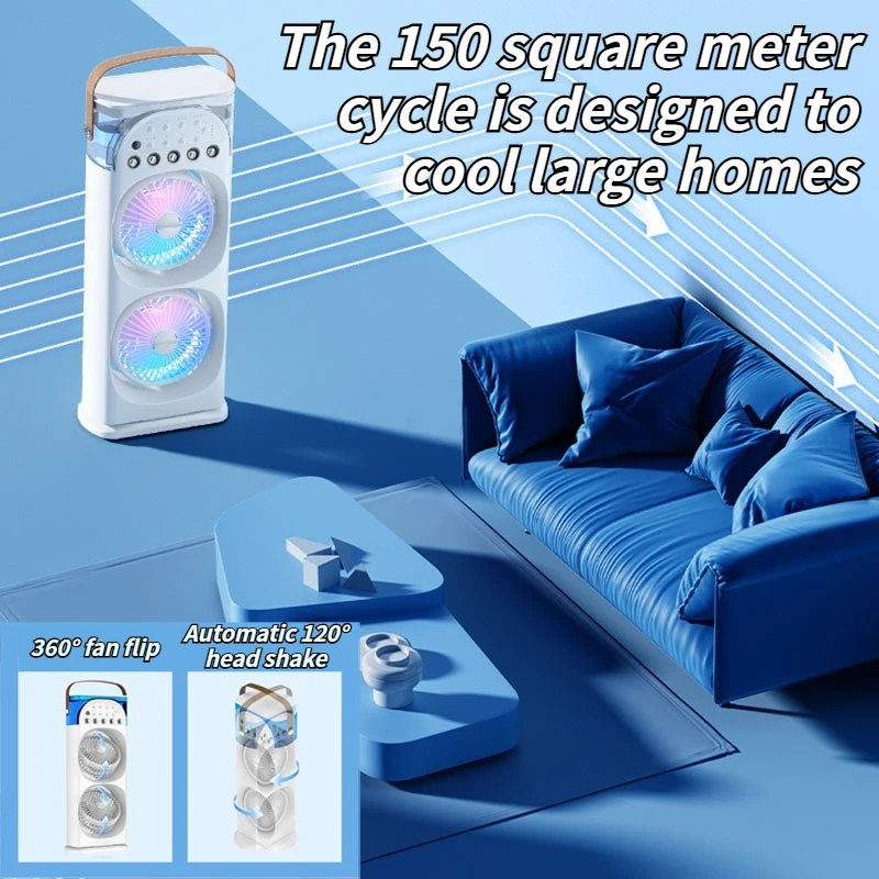 2025 مروحة عطرية ذات 5 منافذ - مبرد هواء متأرجح مع رذاذ وأضواء ملونة ومؤقت للمكتب والمكتب