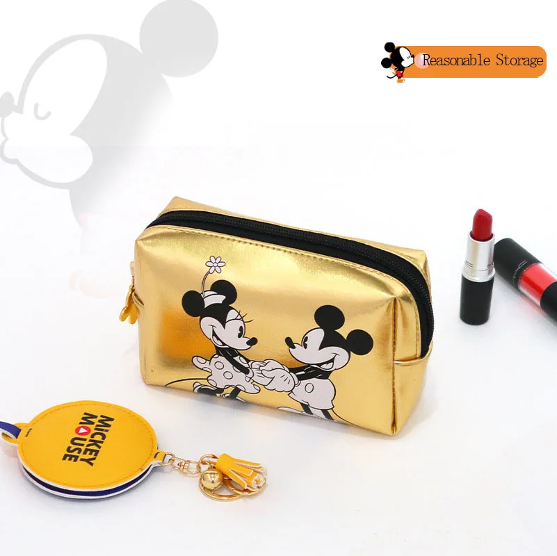 Disney Cartoon Makeup Bag Mickey Minnie Printed Women Cosmetic Bags Girls Coin Purse Wallet Travel Cosmetic Bag Kids Pencil Case