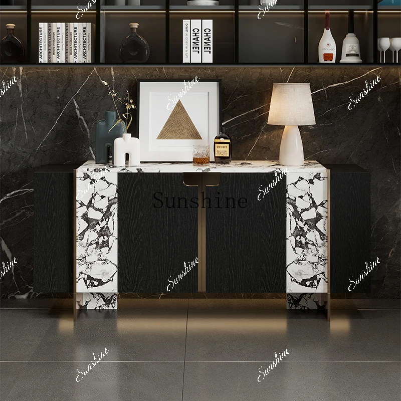 

Italian light luxury high-end living room solid wood storage side cabinet FT