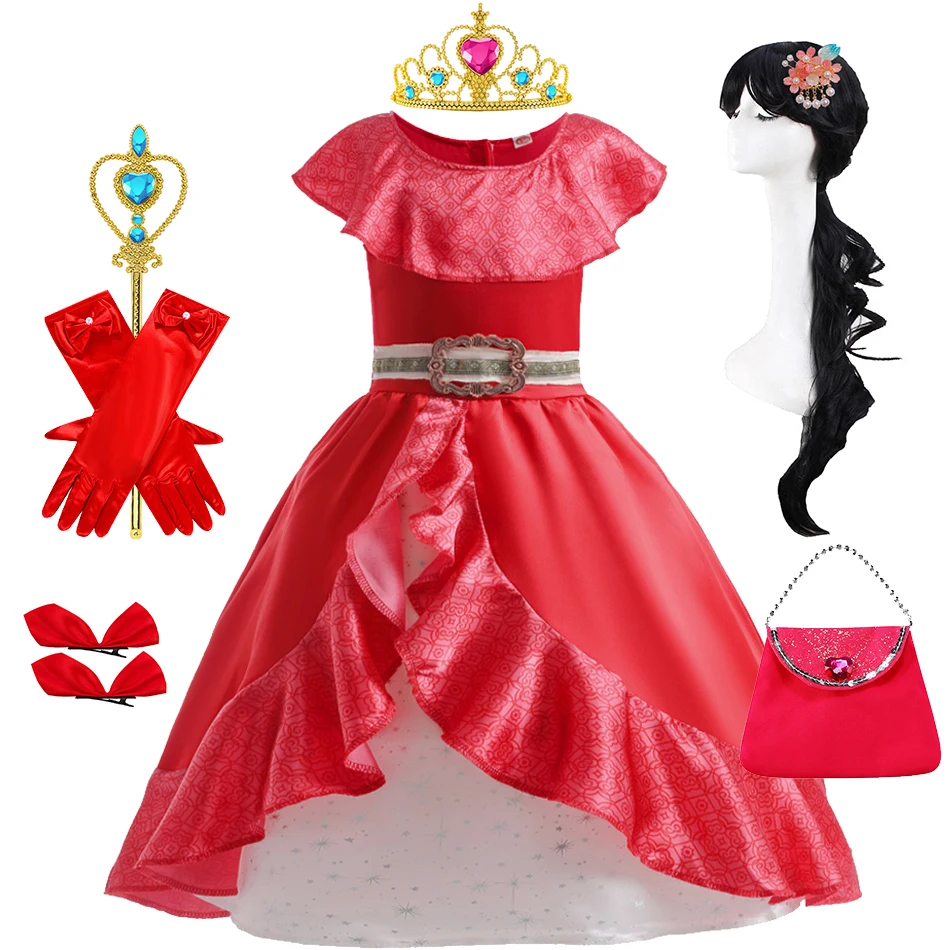 Girls Elena Classic Red Cosplay Princess Dress Kids Birthday Festival Carnival Party Costume Children Role Play Disguise Vestido