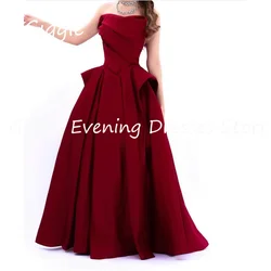 Giggle Satin A-line Strapless Arab Ruffle Formal Elegant Prom Gown Saudi Floor Length Evening Party Dresses for Women 2023