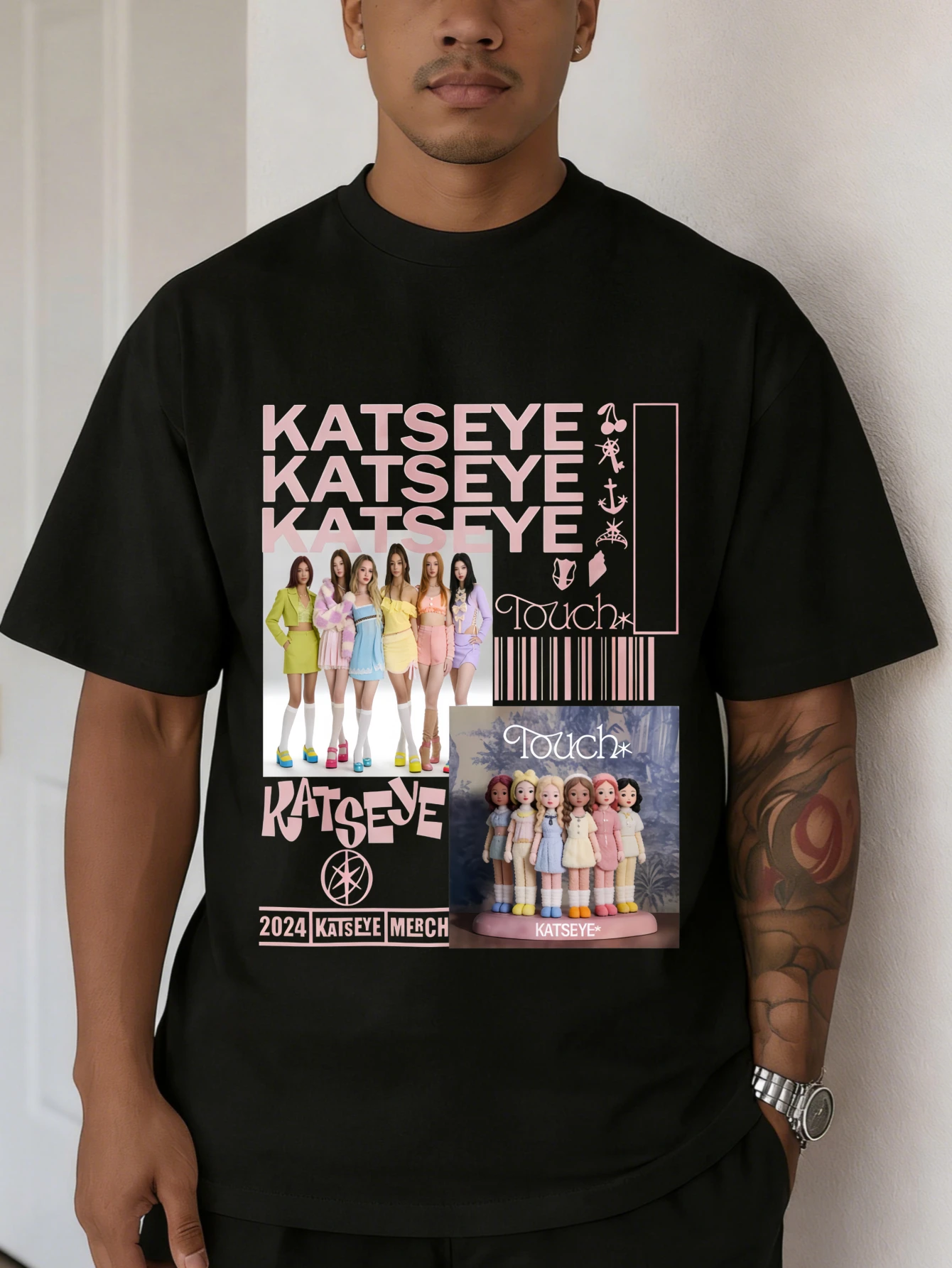 

Mens Oversized Y2K KATSEYE Graphic Printed Cotton Short Sleeve T Shirt Summer Casual Streetwear Loose Fit for Men Gift