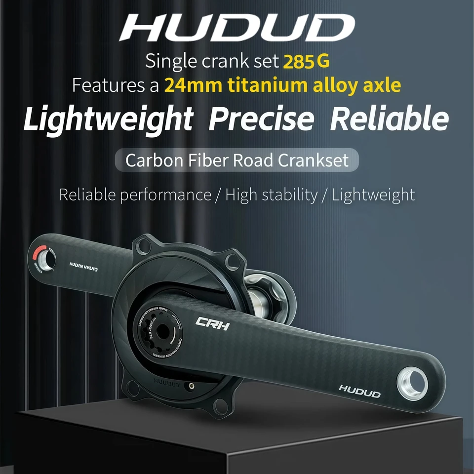 285g Ultralight Carbon Crankset 24mm Ti Spindle 155-175mm Road