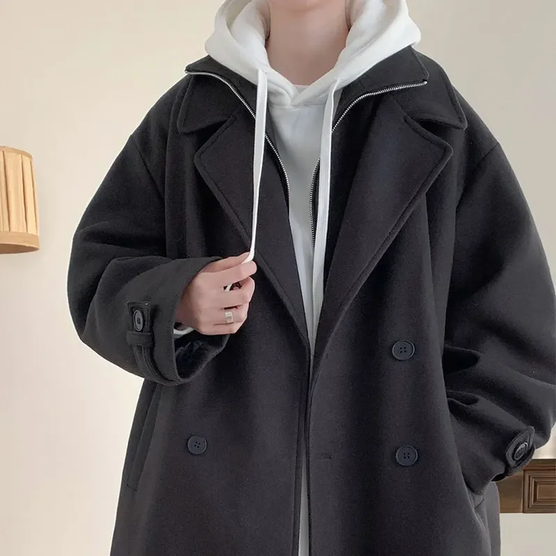 Winter Men Korean Coat Long Woollen Wind Coat Men Woolen Overcoat Casual Business Thick Trench Coat Jacket Male Oversized 5XL