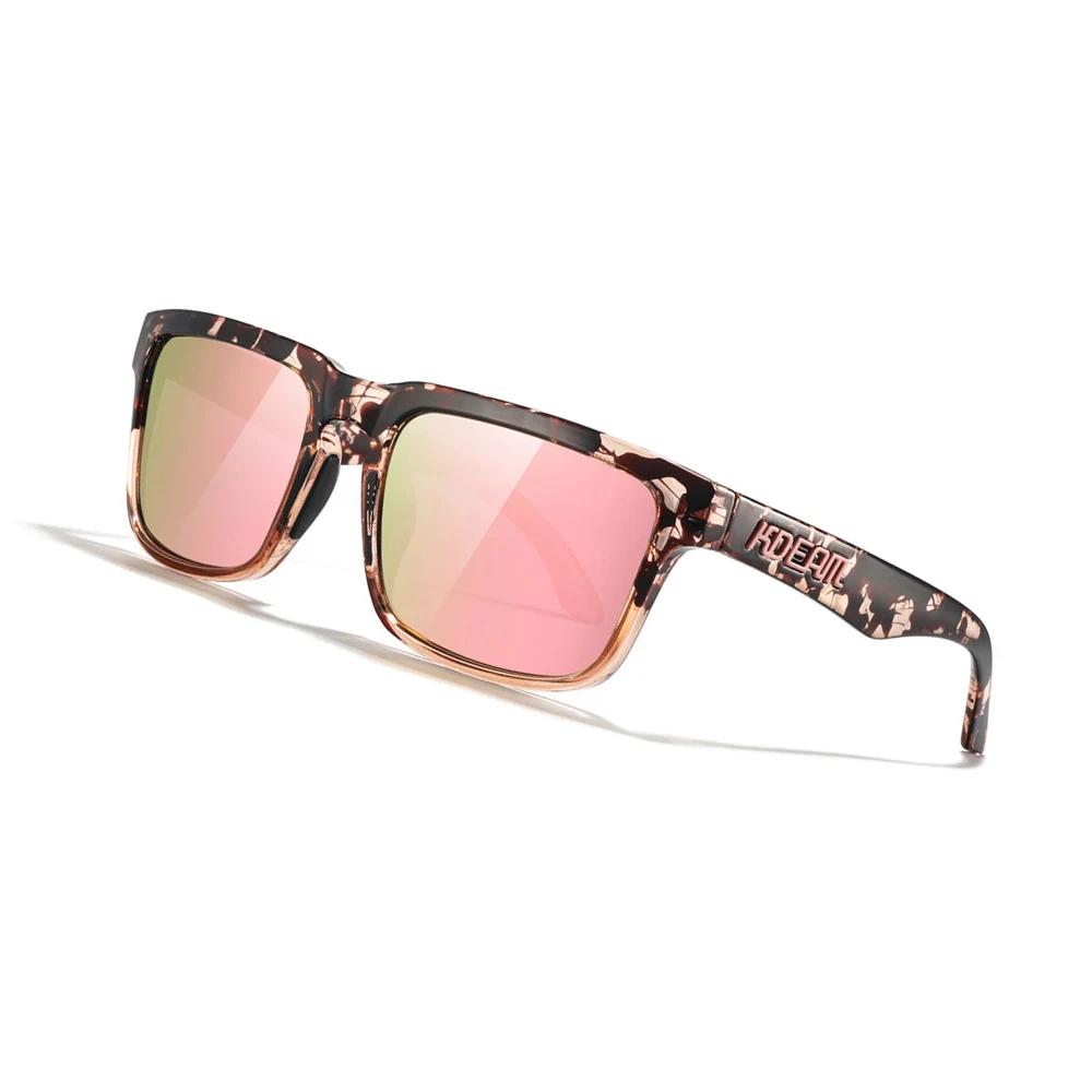 2024 Polarized Sunglasses for Women Fashion Kdeam Brand Trendy Outdoor Eyewear For Couple Transparent Frame Mirror Pink lens