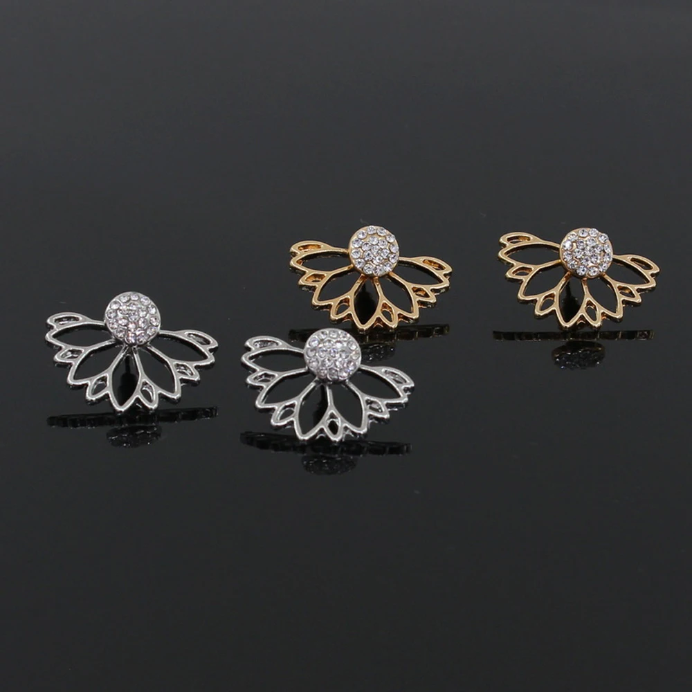 SUMENG 2024 New Crystal Flower Stud Earrings For Women Fashion Jewelry Simple Design Rhinestones Earring  Gifts