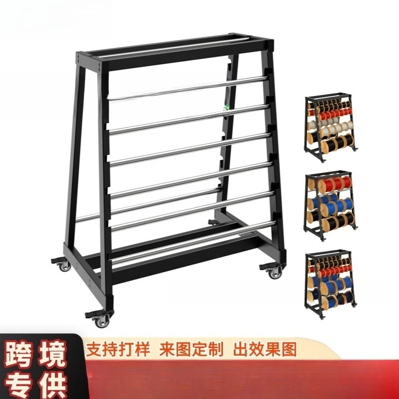 Metal Heavy Duty Wire Reel Rack with Wheels Mobile Cable Storage Rack Adjustable Shaft Rack