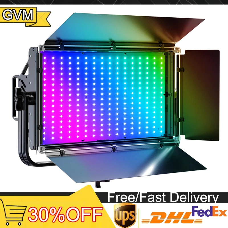 GVM 110W RGB Video Light Photography Lighting Kit with DMX Control Bi-Color 3200K-5600K Led Panel Light for YouTube Studio Stage