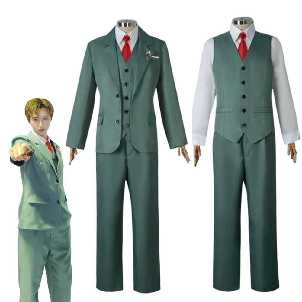 

Anime Spy x Family Inspired Loid Forger Cosplay Set, Green Suit with Blonde Wig for Anime Fans & Cosplay Conventions