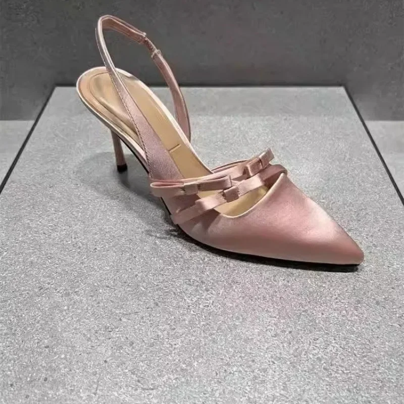 

2025 Hot Sale Women's Pointed Toe Stiletto Heel Sandals Butterfly-knot Slingback Evening Party Shoes & Wedding Dress Pumps
