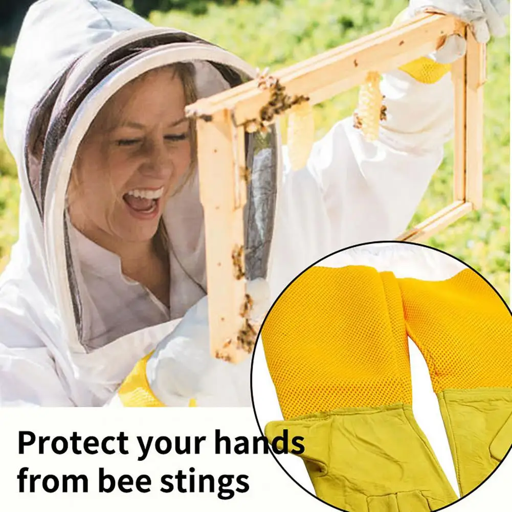 1 Pair Helpful Long Mesh Gloves Convenient Anti-bee Gloves Protective Beekeeping Tools Gloves  Protect Your Hands