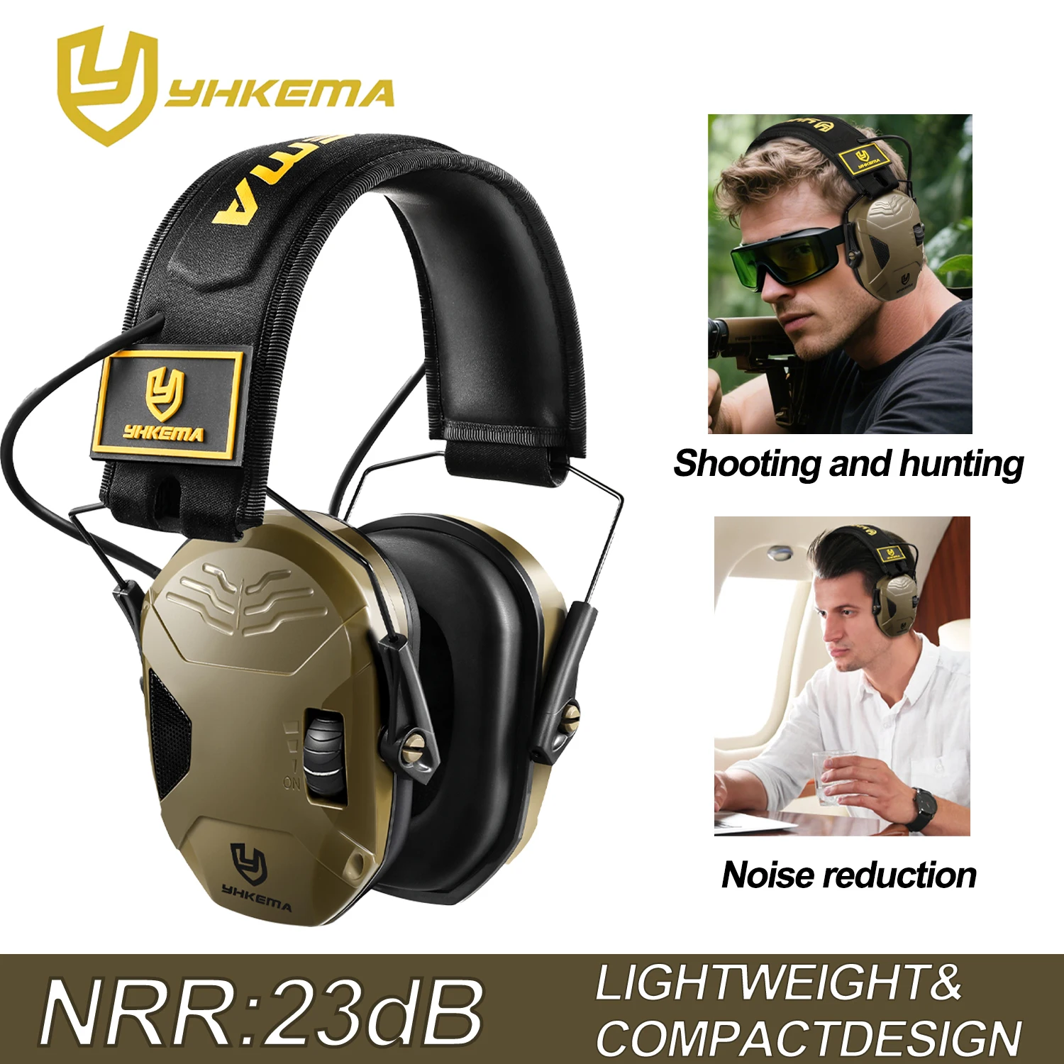 Tactical Active Shooting Earmuff for Slim Ultra Low Profile Compact Design Adjustable Range Shooting Hunting Hearing Protection