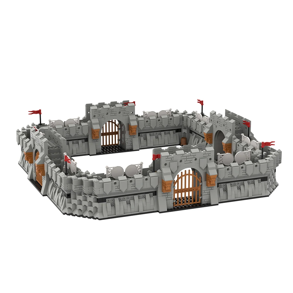 MOC لعبة تجميع الجسيمات بنة الصبي مدينة جدار مجموعة مزيج MOC القرون الوسطى ساحة المعركة Minifigure DIY المشهد