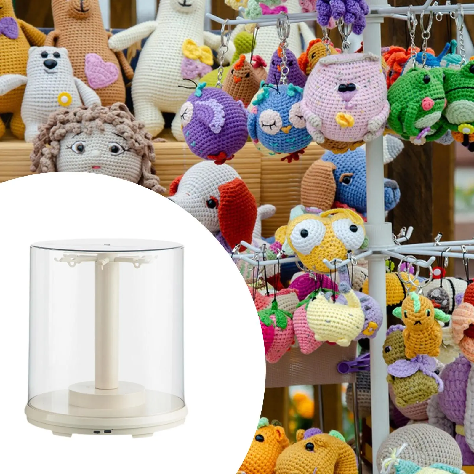

360 Rotating Collectible Action Figure Display Case with Music for Action Figures Anime Characters Plush Figures Mini Toy Charms