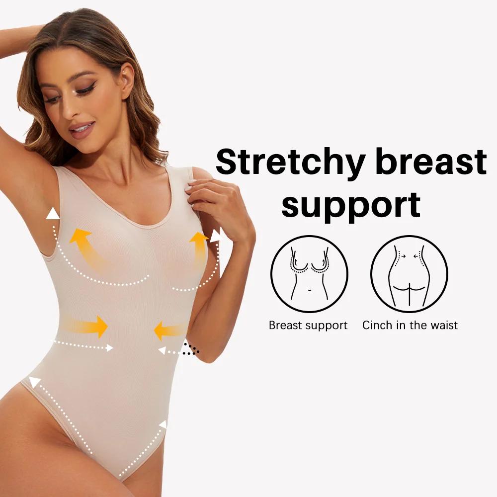 Seamless Shapewear Bodysuit for Women Body Shaper Thong Body Shaping Sculpting Breast Slimming Wide Shoulder Straps Shapers New