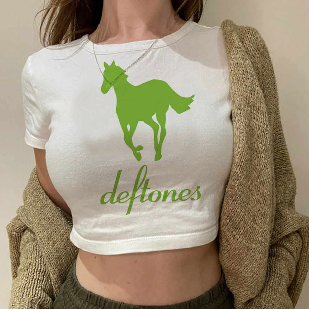 

Deftones crop top gyaru Grunge Aesthetic vintage harajuku babydoll gothic y2k woman tees