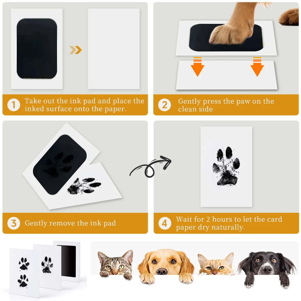 Pet Cat Dog Paw Print Ink Kit Pad Safe Non-toxic Baby Footprints Newborn Shower Handprint Easy Diy Clean Touch Inkless Souvenir