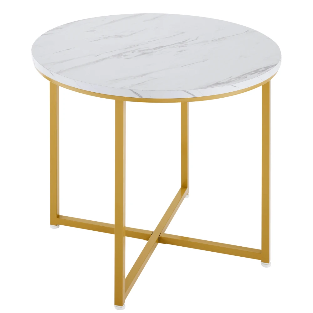 PINGGO Weißes Esstisch-Set mit 4 Samtstühlen, MDF-Tischplatte, vergoldeter Eisenrahmen, moderne Luxusmöbel für die Küche – Detail 10