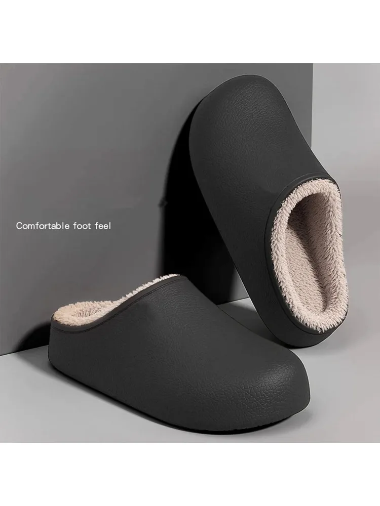 

Новые осенне-зимние стильные мужские и женские теплые и удобные ленивые тапочки на толстой подошве для дома и улицы, водонепроницаемые