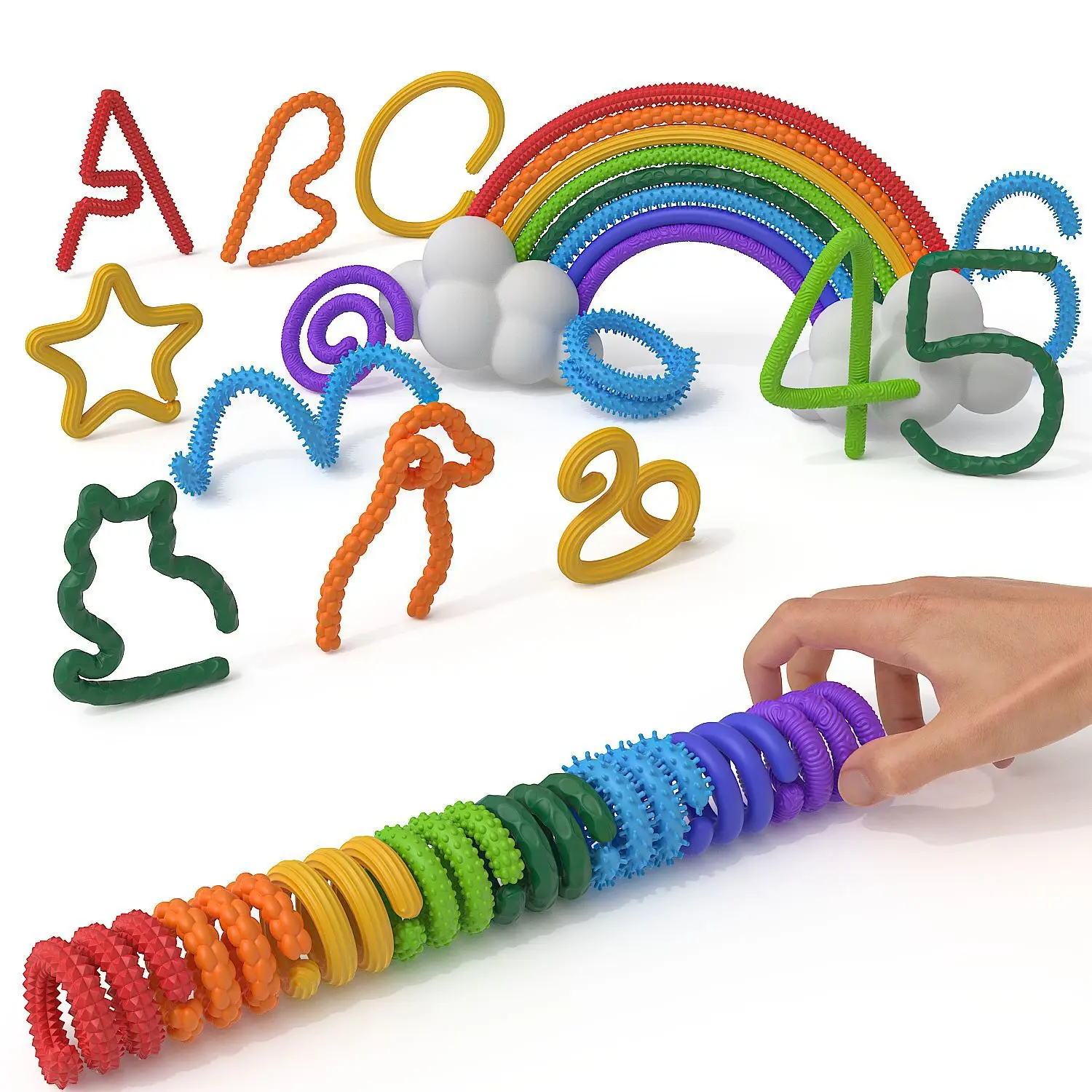 Jouets Fidget texturés en Silicone Flexible, 8 pièces, pour enfants et adultes, soulagement de l'anxiété, jouet sensoriel, motricité Fine, cadeaux de noël