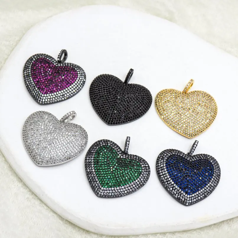 

1Pcs Plated Point Pendant Invisible Setting Cubic Zirconia Her Copper Approx 32x34.1mm Jewelry Special Gift For Women