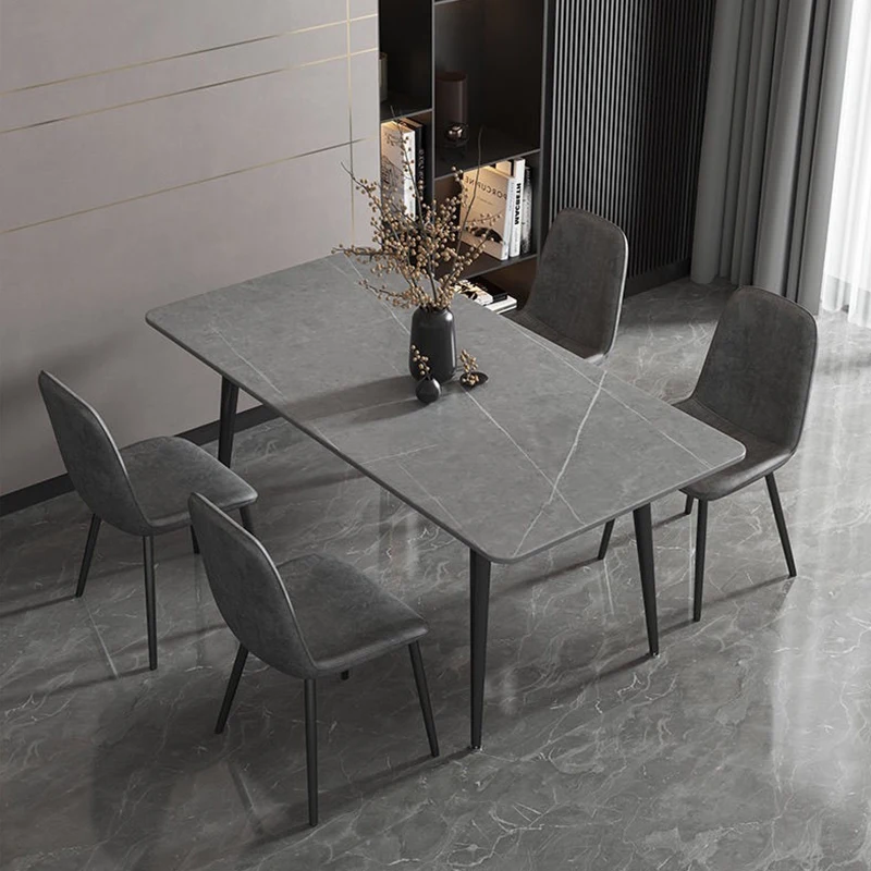 Contemporary Luxury Modern Furniture Elegant Dining Table Made Of Sintered With Metal Legs For Home Hotel School Or Villa