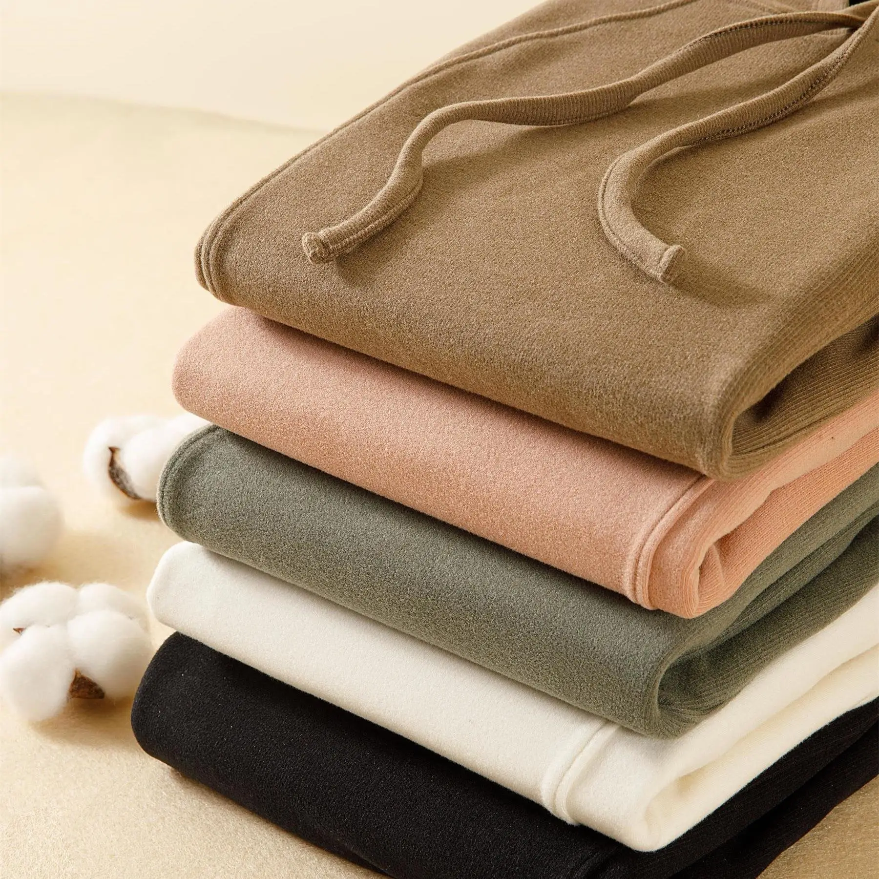 مزدوجة الوجهين Brued طويلة Sve مقنعين تي شيرت المرأة عادية Sle فضفاضة تناسب ألف خط صورة ظلية نسيج البوليستر