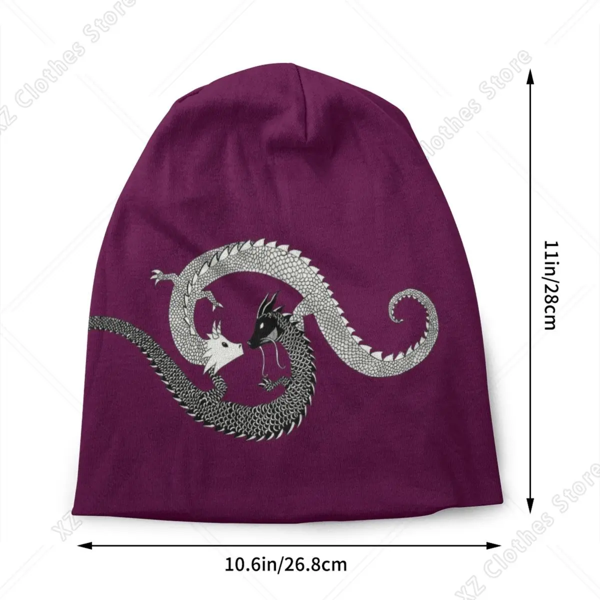 Custom Yin Yang Dragon Bonnet Hat Knitting Hats Men Women Fashion Unisex Chinese Philosophy Winter Warm Skullies Beanies Caps