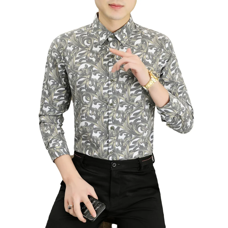 

Men's Fashion Long Sleeve Shirt Spring Summer Arrival Wrinkle-Resistant Premium Light Business Printed Shirt Office Comfort Work