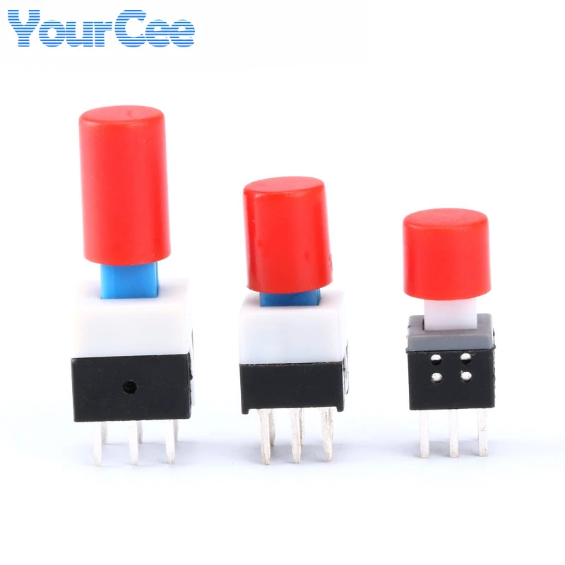 10Pcs Micro Switch Self-lock / No-lock Switch 5.8*5.8MM 7*7MM 8*8MM 8.5*8.5MM 6 Pin 7X7mm Mini Push Button Cap Connector