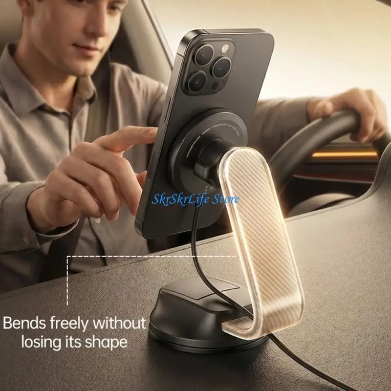 E65E Adjustable Arm Wireless Charging Phone Holder for Car, Pad, Suction Cup Base, 25W Power for Daily Travel