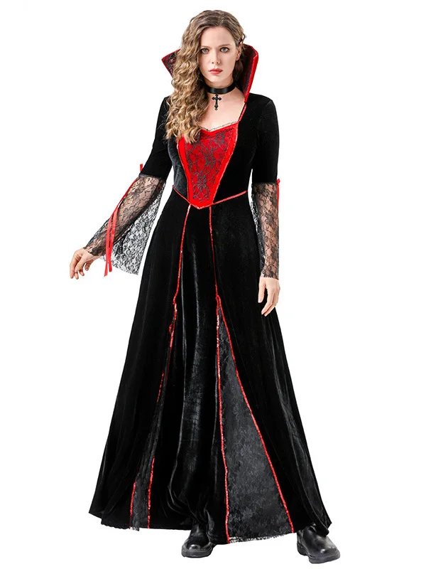 2025 loween Sorcière Diable Costume Adulte Performance sur scène Médiévale Dr Outfit Fabricant chinois Saison d'hiver Tradition...