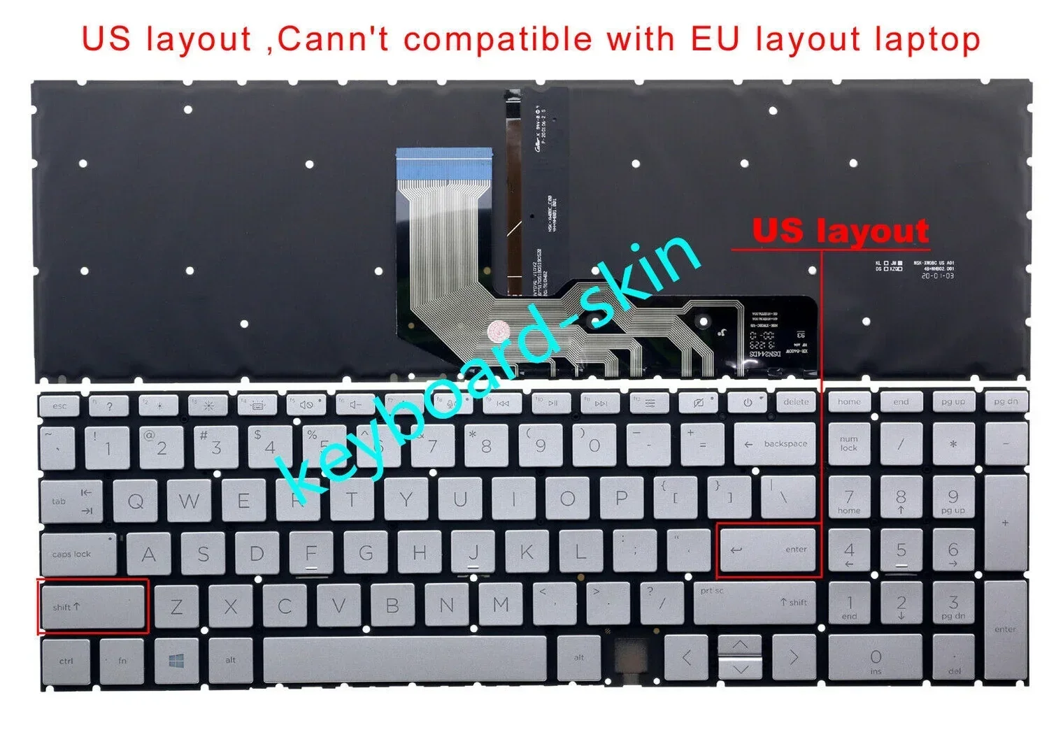 New US Silver Backlit keyboard No-Frame For HP Envy x360 15-EE 15-EE1083CL 15M-EE 15M-EE0013D series laptop