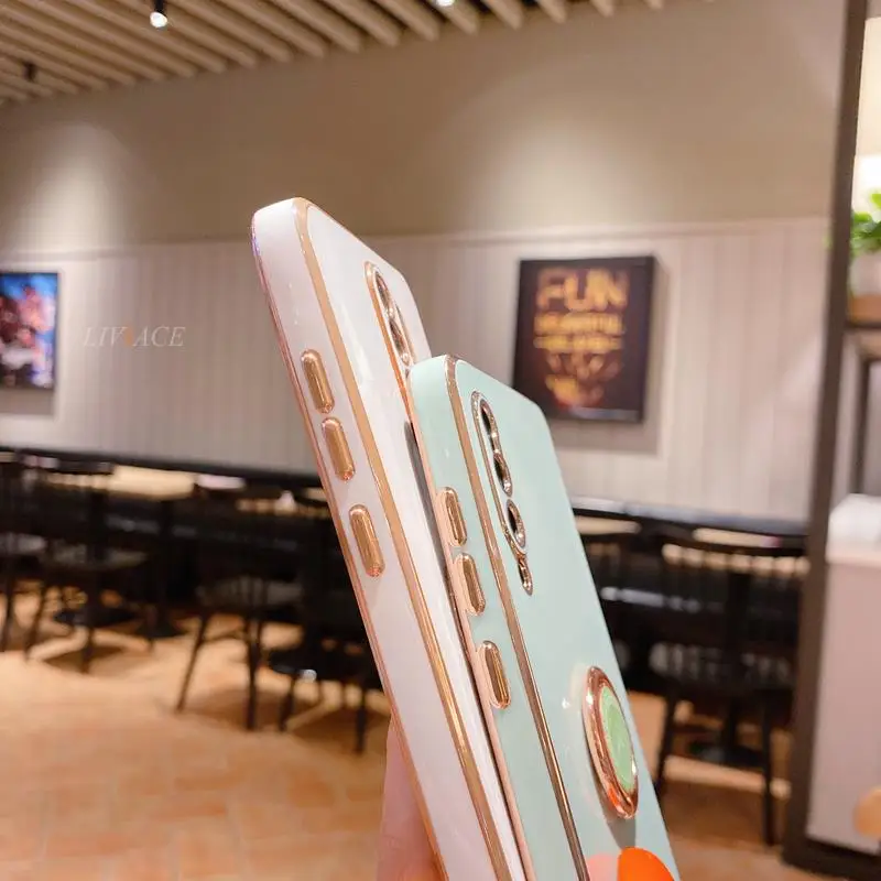 Ring Holder Plating Silicone Phone Stand Case On For Huawei P30 P40 P20 Lite Pro Plus P smart 2019 psmart Z Plus 2018 Cover