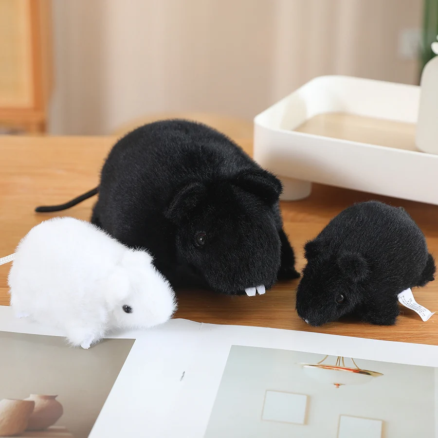 New 11/20cm Rat Mouse Plush Toy Lifelike Black And White Mouse Doll Stuffed Animal Doll Birthday Xmas Gift ﻿