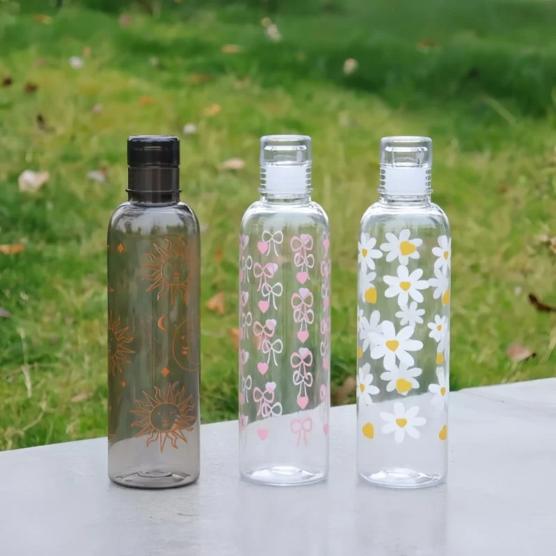 

480ML New Simple print Water Bottle Sports Water Cup Large Capacity Portable Plastic Cups Kids School Water Cup Motivational Cup