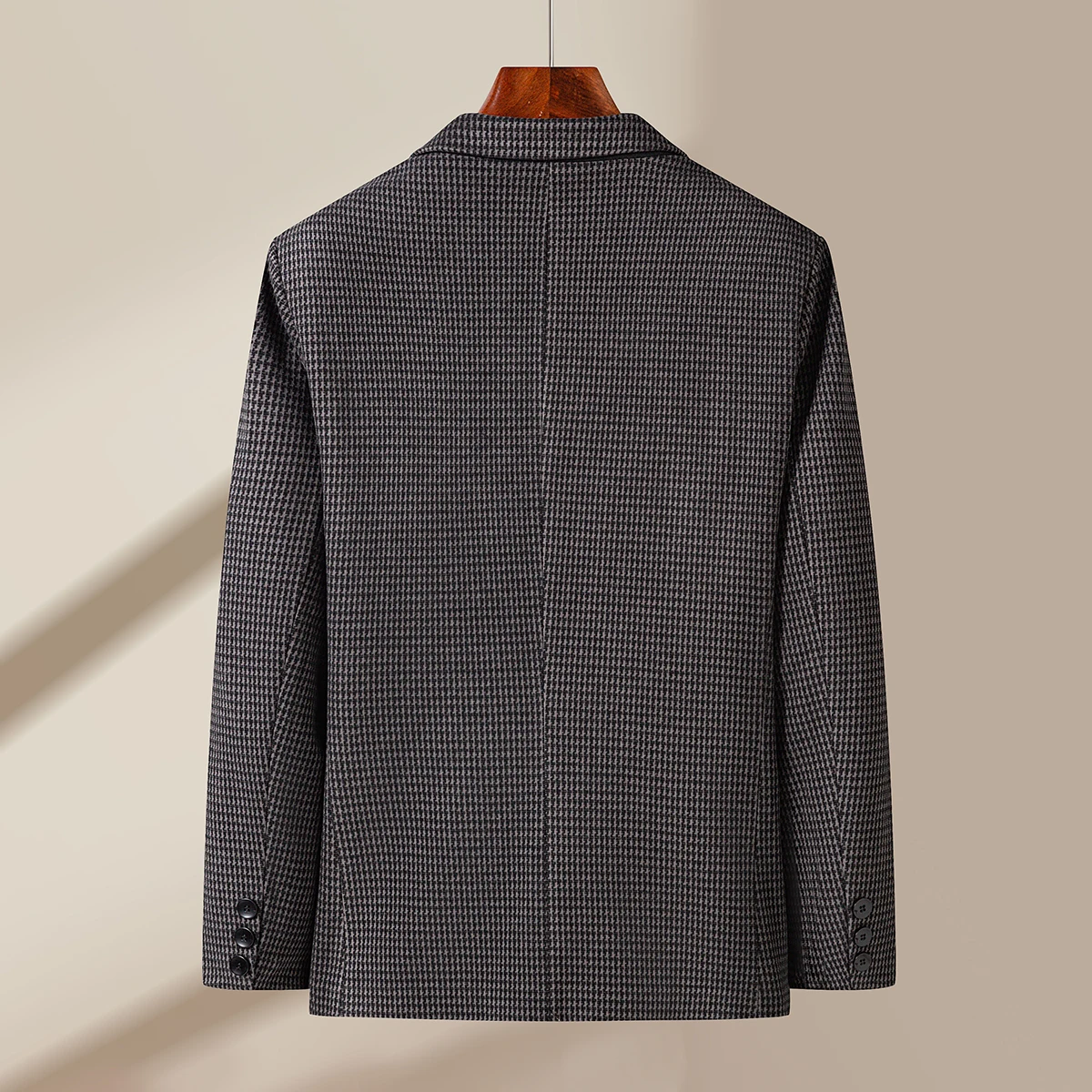 High-Quality Fashionable Plaid Knitted Elastic Fabric Single-Button Patch Pocket Men's Business Casual Suit Jacket