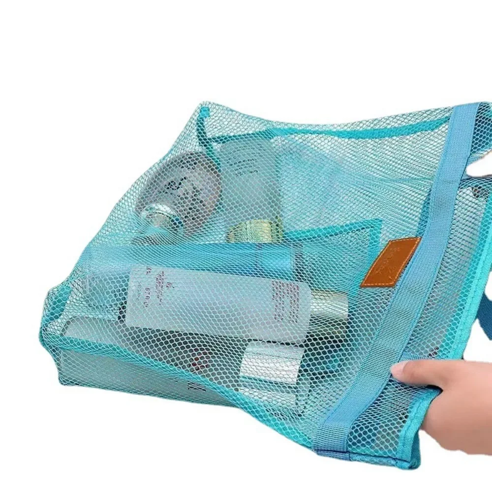 New Mesh Travel Storage Shower Bag Beach Toilet Cosmetic Handbag Swimming Mesh Pack Toiletries Organizer Foldble Storage Bag