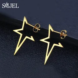 Pendientes 2026 Big Star Earrings for Women Golden Hollow Star Stainless Steel Stud Earring Girls Piercing Jewelry Wholesale