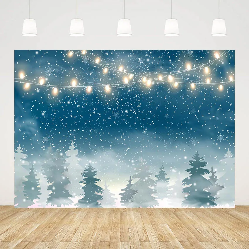 

Mehofond Outdoor Christmas Decor Photography Background Baby Winter Snowflake Forest Pine Trees Light Backdrop Studio Photozone