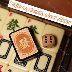 GDEDC Majong Mechanical Fidget Push Slider Wood Leather Chinese Style Get Rich EDC Slider