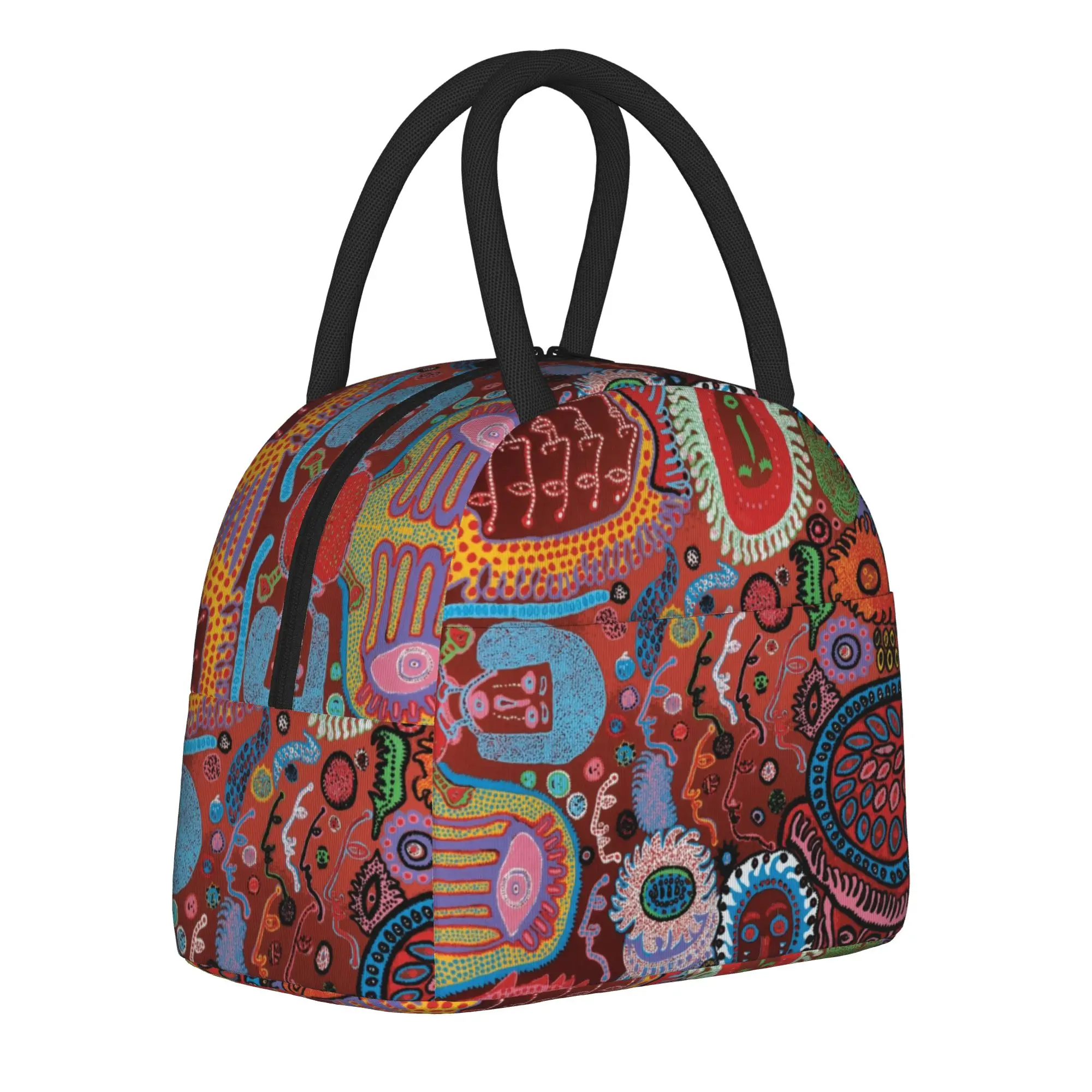 Yayoi Kusama Fungus Insulated Lunch Bag Cooler Bag Reusable,Meal Container Polka High Capacity Tote Lunch Box Bento Pouch