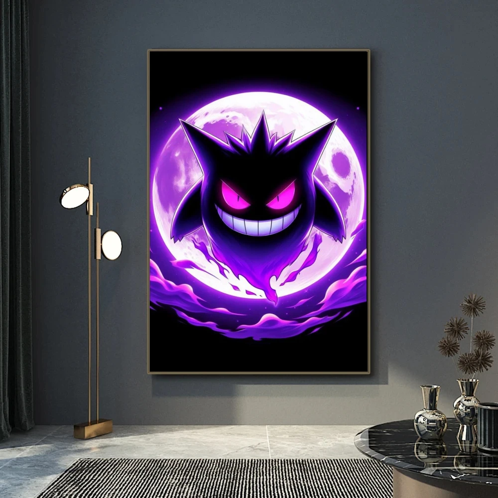 Canvas Artwork Pokemon Gengar Painting Birthday Gift Modular Print Hanging Comic Picture Decorative Painting Aesthetic Poster