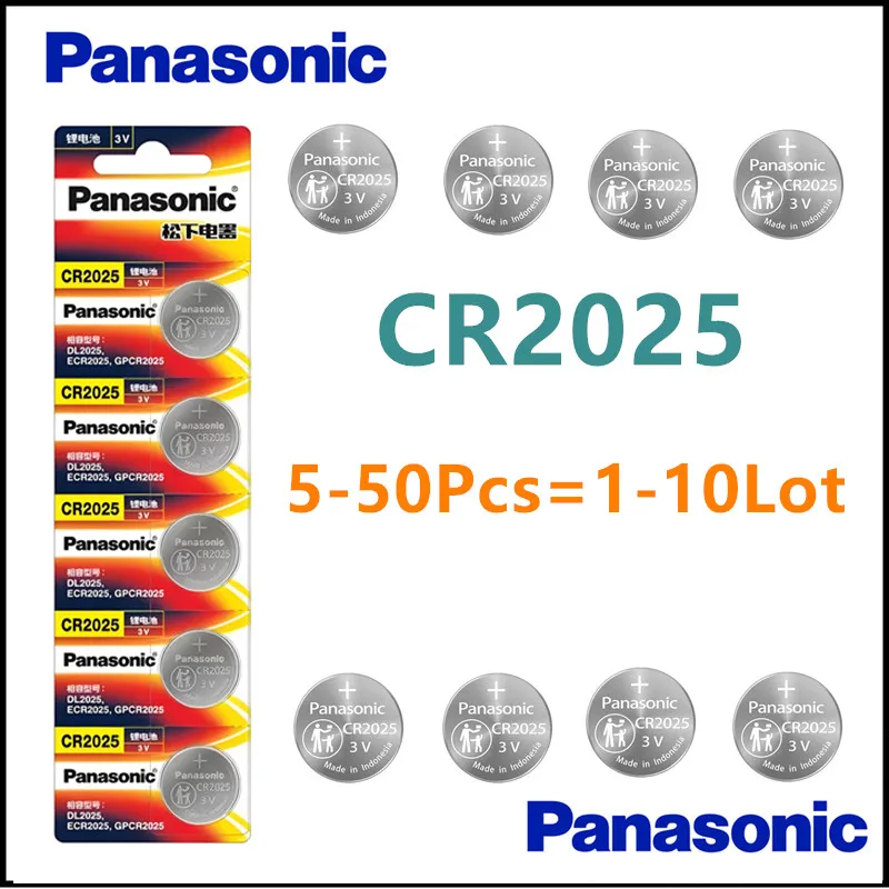 Batería de litio Original Panasonic CR2025 3V ECR2025, 5-50 Uds., para control remoto de coche, reloj, placa base, botón de báscula, pilas tipo botón