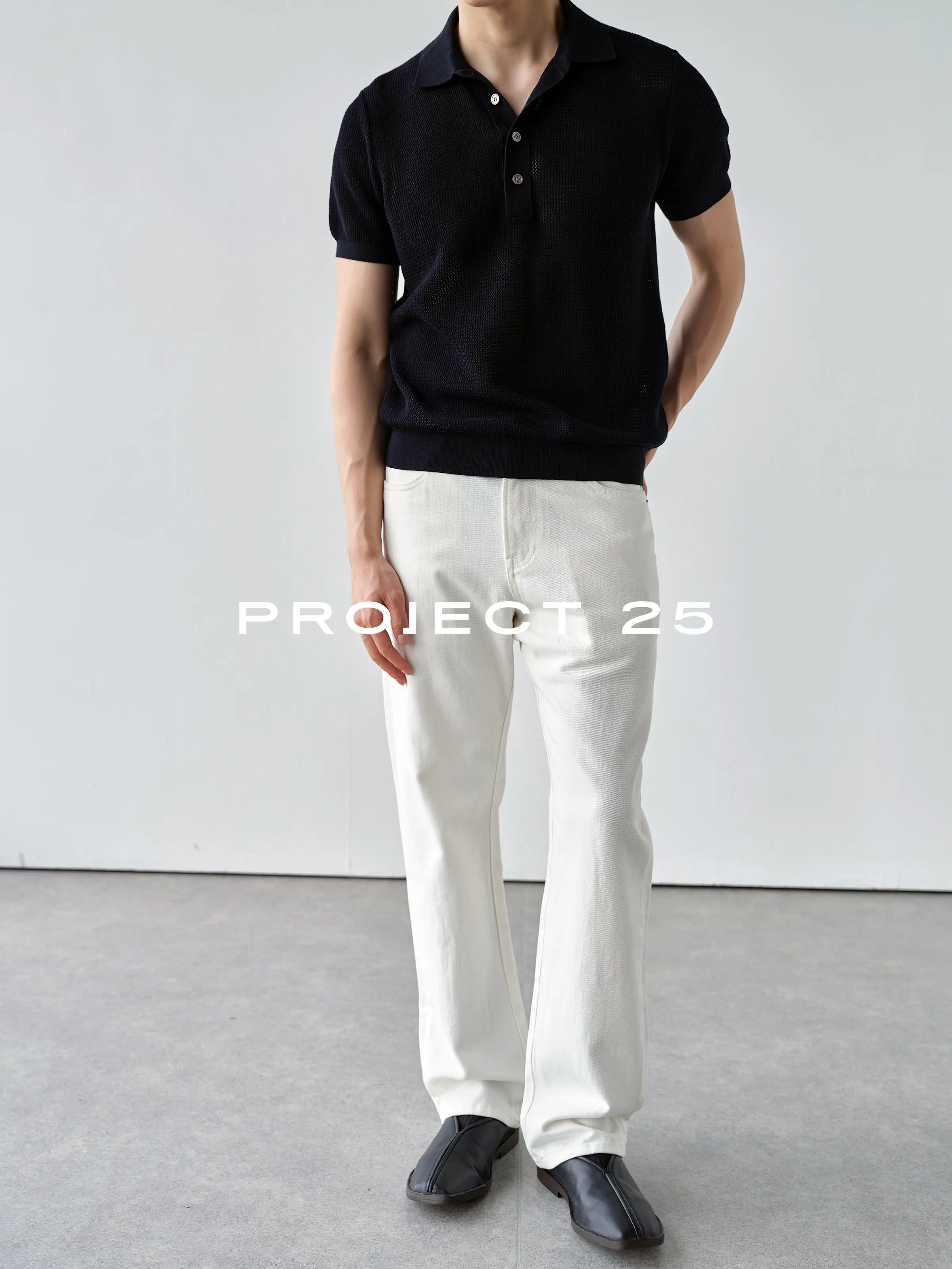 PROJECT 25 Men Knitted Short Sleeve Polo 16 Gauge High Twist Combed Cotton Dry Breathable Old Money