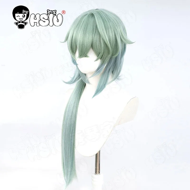 CyAnaxa شعر مستعار تأثيري الألياف شعر مستعار اصطناعي 「HSIU」 الفيروز مزيج الأزرق والأخضر شعر مستعار طويل + غطاء شعر مستعار لعبة هونكاي ستار السكك الحديدية Anaxagoras تأثيري