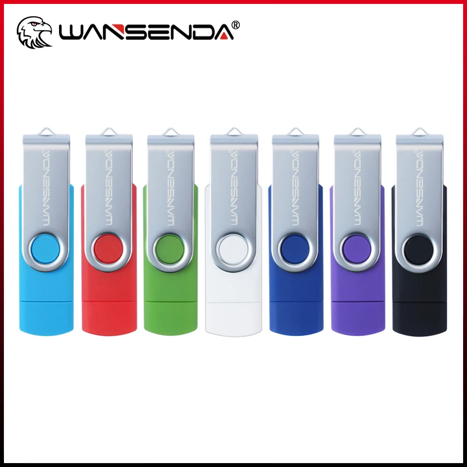 

WANSENDA OTG USB-флешка 128 ГБ 256 ГБ Pen Drive 16 ГБ 32 ГБ 64 ГБ Внешняя флэш-накопитель USB 2.0 Память для Android/ПК