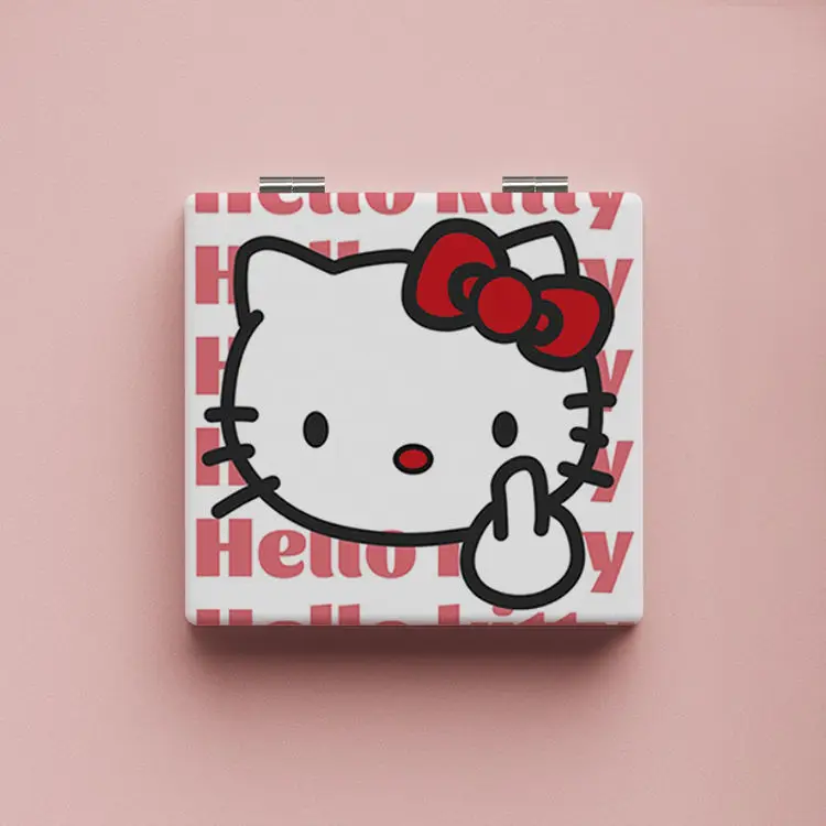 Hello Kitty Maquiagem Espelho, Mini portátil, Pequeno, Dobrar, Desenhos animados, Anime, Aniversário, Presente de Natal