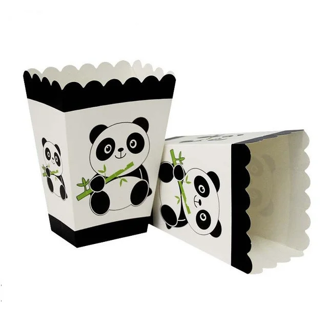 6/24 Pcs White Panda Theme Party Paper Candy Boxes